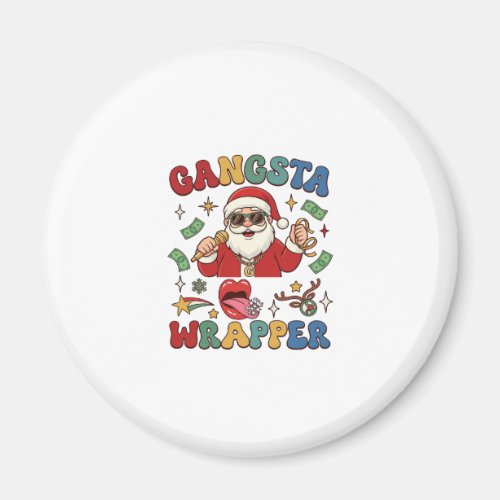 Gangsta Wrapper Christmas Santa Microphone Money Magnet