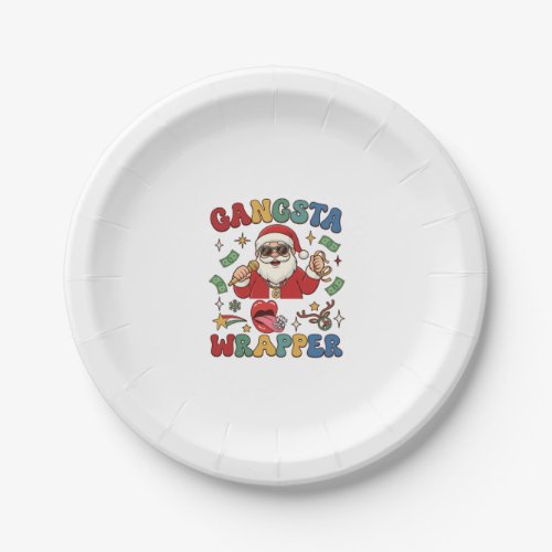 Gangsta Wrapper Christmas Santa Microphone Money Paper Plates