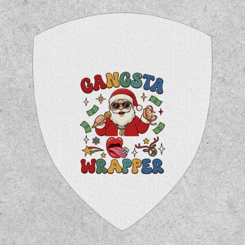 Gangsta Wrapper Christmas Santa Microphone Money Patch