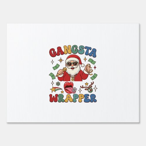 Gangsta Wrapper Christmas Santa Microphone Money Sign