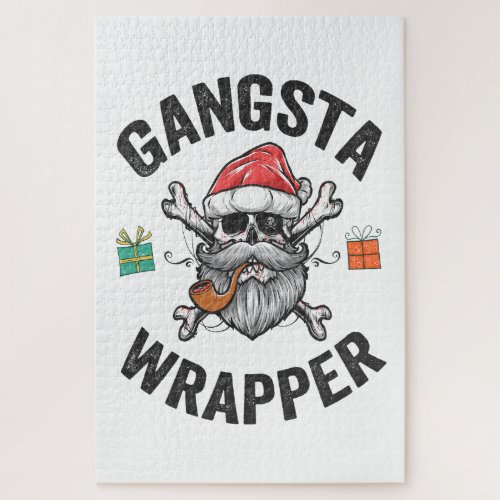 Gangsta Wrapper Funny Christmas Santa Present Gift Jigsaw Puzzle