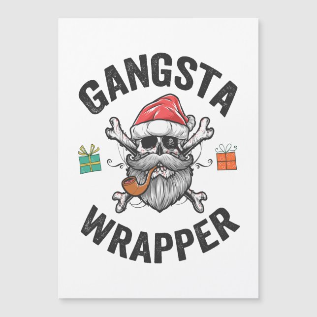 Gangsta Wrapper Funny Christmas Santa Present Gift Magnetic Invitation (Front)