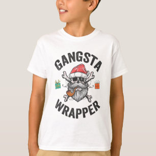 Gangsta Wrapper Funny Christmas Santa Present Gift T-Shirt