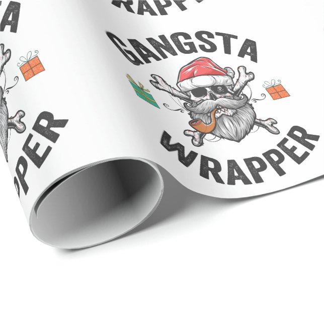 Gangsta Wrapper Funny Christmas Santa Present Gift Wrapping Paper (Roll Corner)