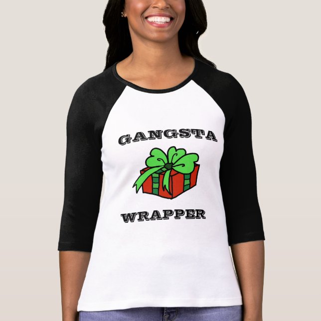 Gangsta wrapper funny Christmas T-shirt (Front)