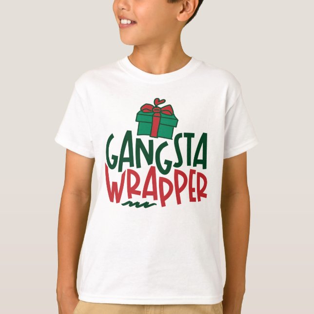 Gangsta Wrapper - Funny Christmas T-Shirt (Front)