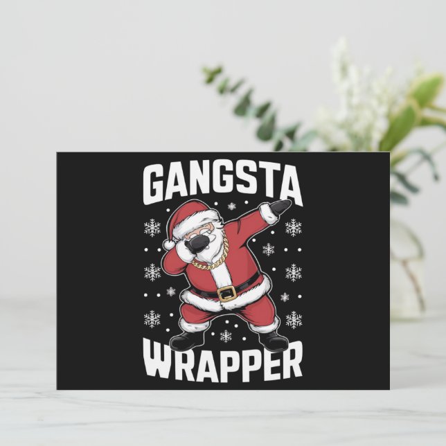 Gangsta Wrapper Funny Dabbing Santa Christmas Holiday Card (Standing Front)
