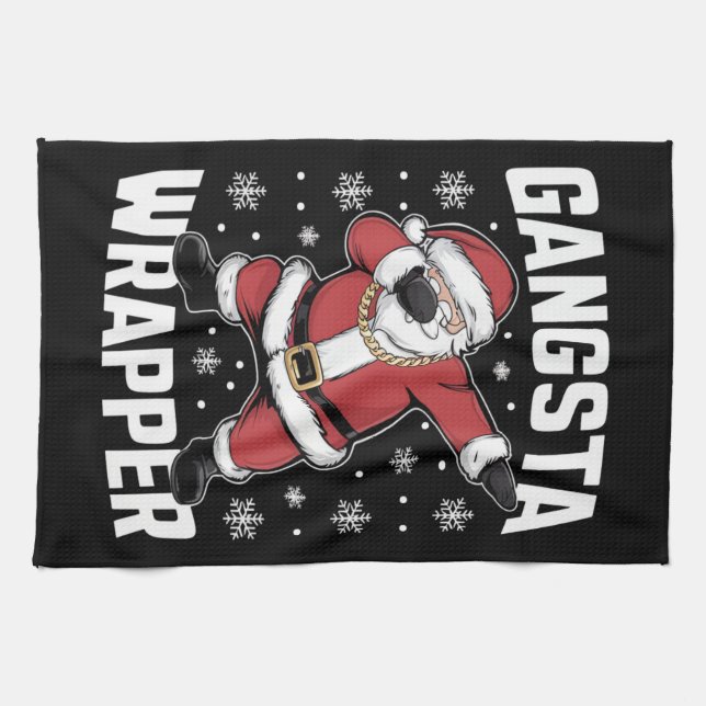 Gangsta Wrapper Funny Dabbing Santa Christmas Kitchen Towel (Horizontal)