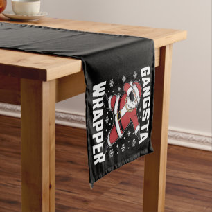 Gangsta Wrapper Funny Dabbing Santa Christmas Short Table Runner