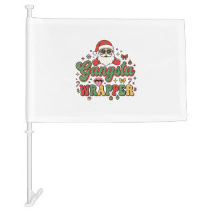 Gangsta Wrapper Santa Christmas Car Flag