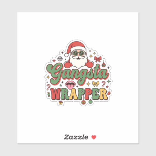 Gangsta Wrapper Santa Christmas Sticker