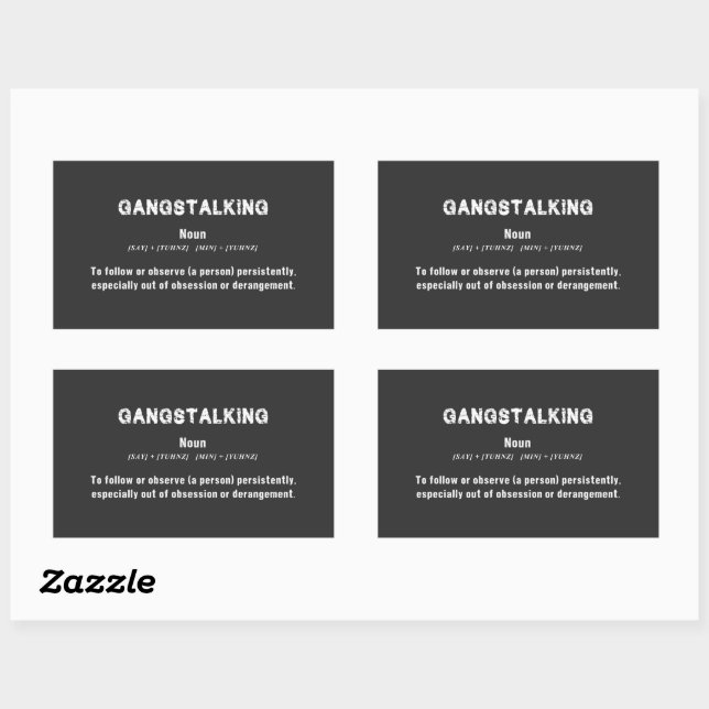 Gangstalking Definition Awareness Funny Pronounce Rectangular Sticker (Sheet)