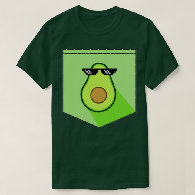 Gangster avocado with pocket glasses T-Shirt (Design Front)