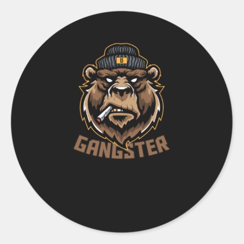 Gangster Bear Classic Round Sticker
