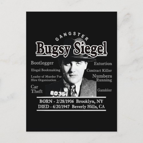 Gangster Bugsy Siegel Postcard
