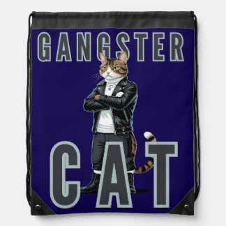 Gangster Cat Bad Boy Drawstring Bag