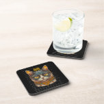 Gangster Cat Hard Plastic coasters with cork back 