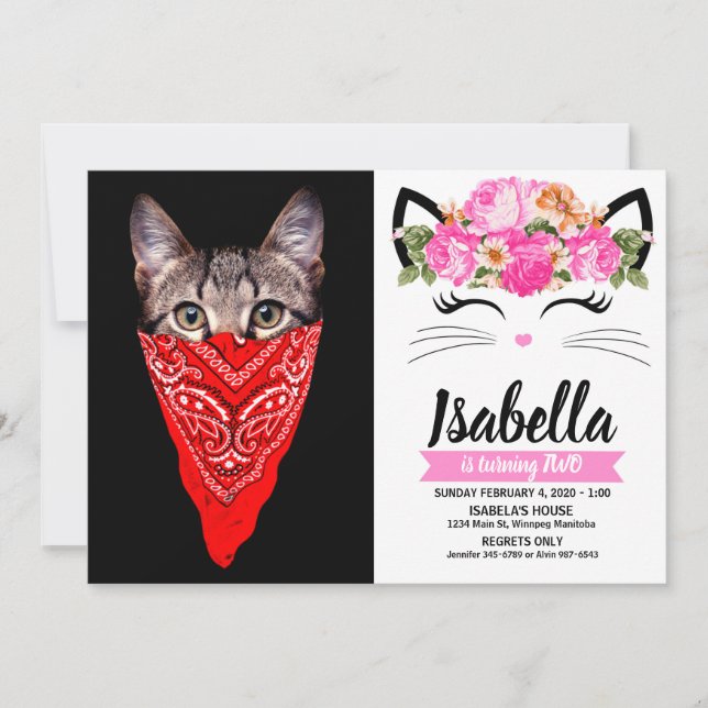 Gangster cat hood invitation (Front)