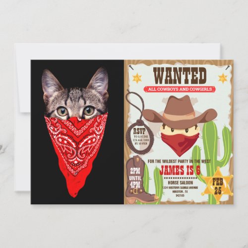 Gangster cat hood invitation