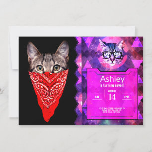 Gangster cat hood invitation