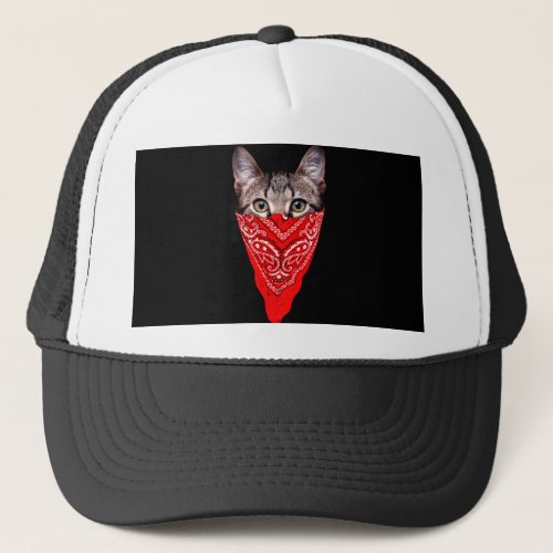 Gangster cat hood trucker hat