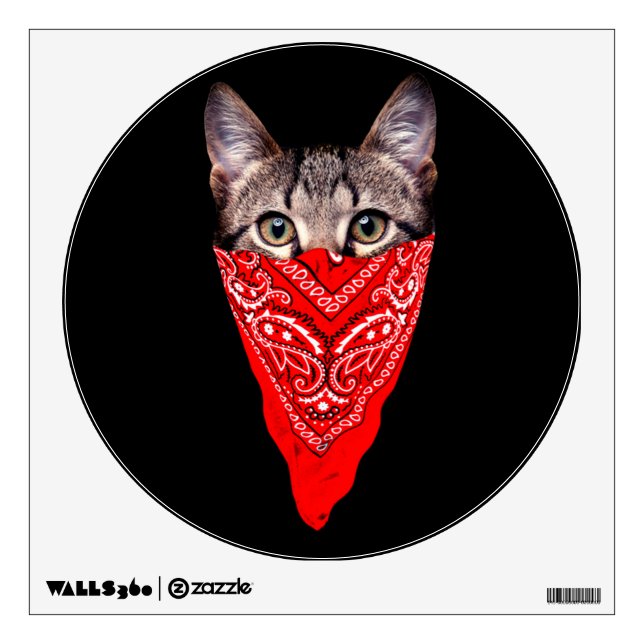 Gangster cat hood wall decal (Front)
