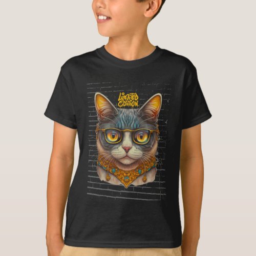 Gangster Cat Kids Basic T_Shirt