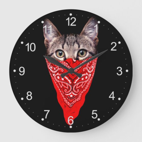 Gangster cat large clock