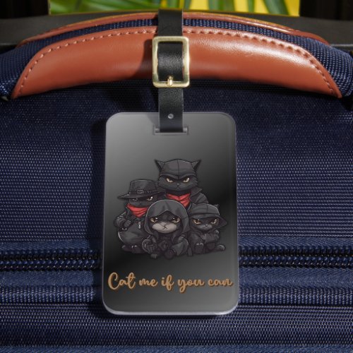 Gangster Cat Luggage Tag  Cat Me If You Can