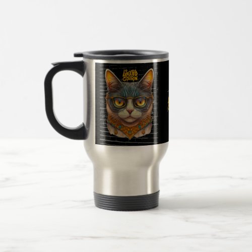 Gangster Cat Travel Mug 15 oz Travel Mug