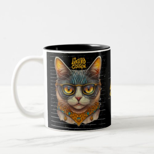 Gangster Cat Two_Tone Mug 11 oz Two_Tone Coffee Mug