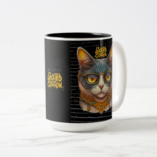 Gangster Cat Two_Tone Mug 15 oz Two_Tone Coffee Mug