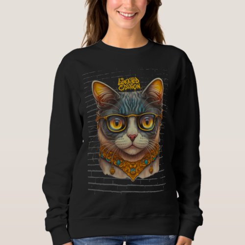 Gangster Cat Womens Basic Sweatshirt