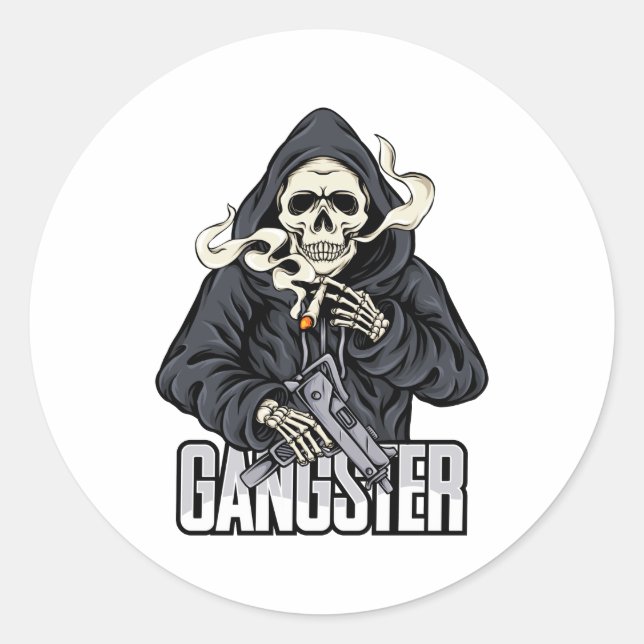 Gangster Classic Round Sticker (Front)