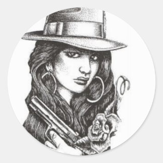 gangster classic round sticker