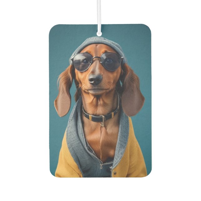 Gangster Dachshund Air Freshener (Front)