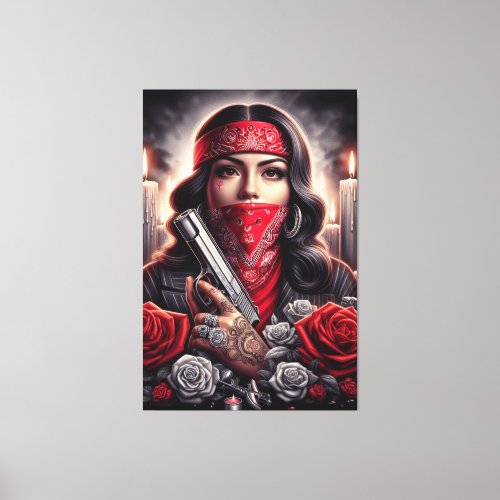 Gangster Girl Hip Hop chicano art  Canvas Print