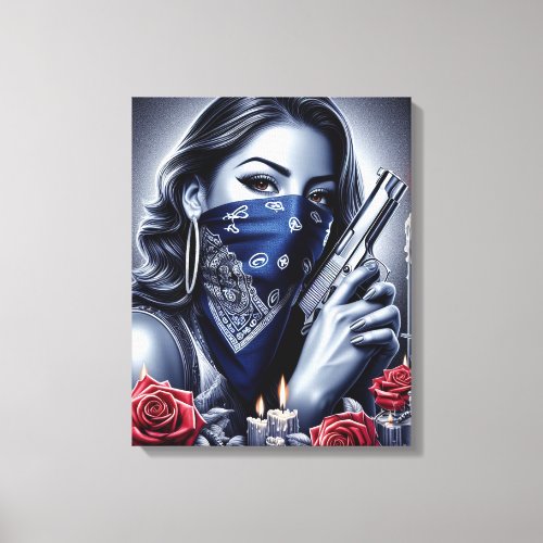Gangster Girl Hip Hop chicano art Design Canvas Print