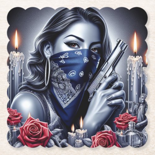 Gangster Girl Hip Hop chicano art Design Paper Coaster