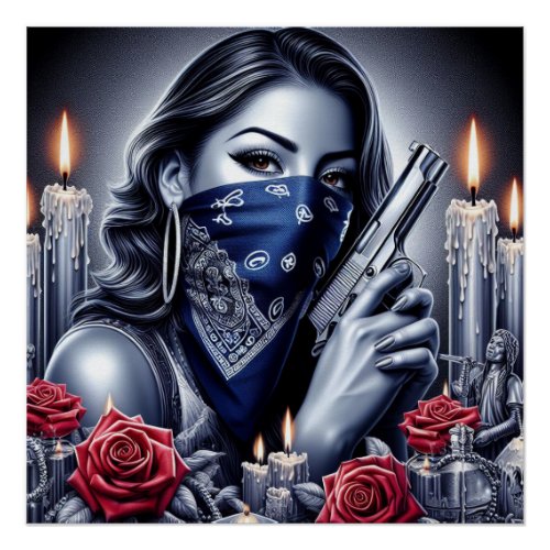 Gangster Girl Hip Hop chicano art Design Poster