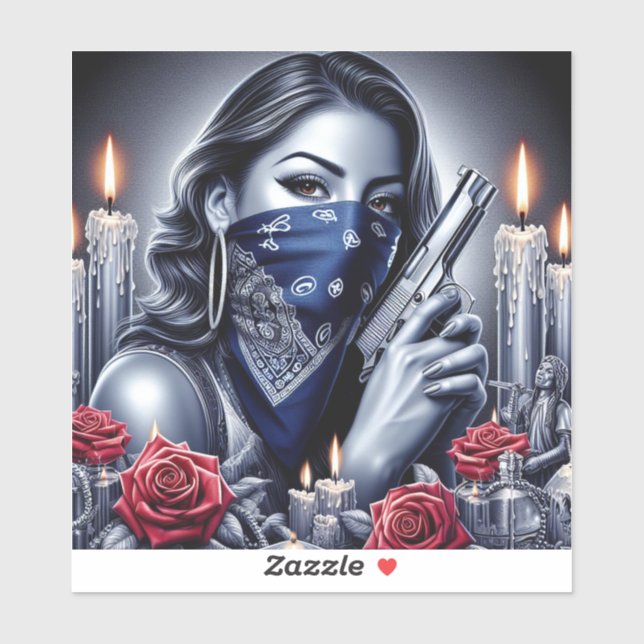 Gangster Girl Hip Hop chicano art Design Sticker (Sheet)
