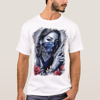 Gangster Girl Hip Hop chicano art Design T-Shirt