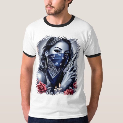 Gangster Girl Hip Hop chicano art Design T_Shirt