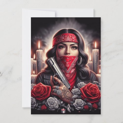 Gangster Girl Hip Hop chicano art graphic Advice Card