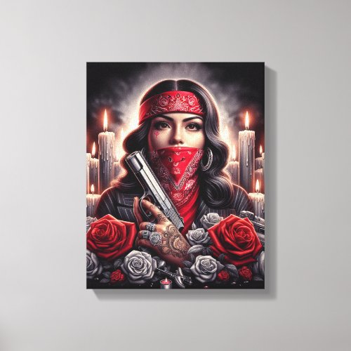 Gangster Girl Hip Hop chicano art graphic Canvas Print