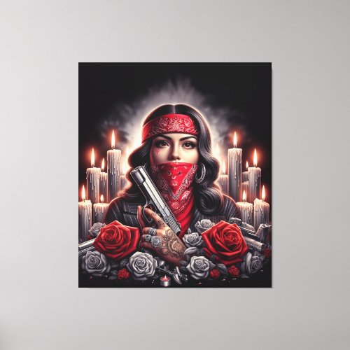 Gangster Girl Hip Hop chicano art graphic Canvas Print