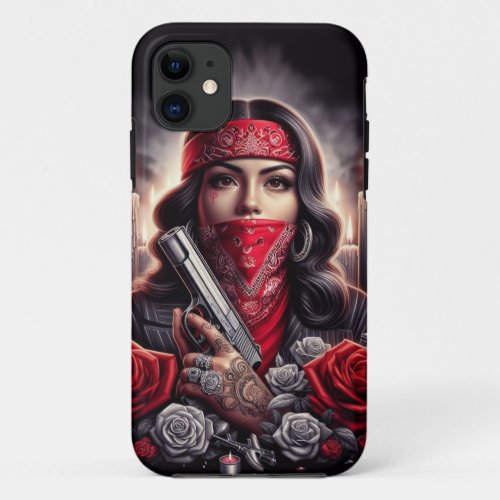 Gangster Girl Hip Hop chicano art graphic iPhone 11 Case