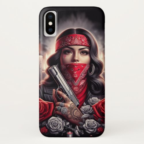 Gangster Girl Hip Hop chicano art graphic iPhone X Case