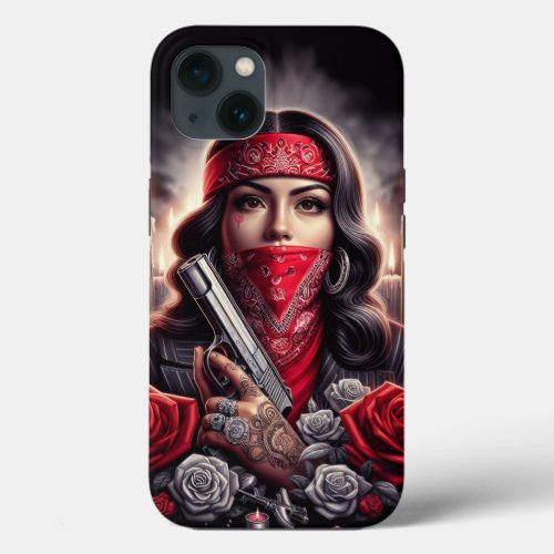 Gangster Girl Hip Hop chicano art graphic iPhone 13 Case