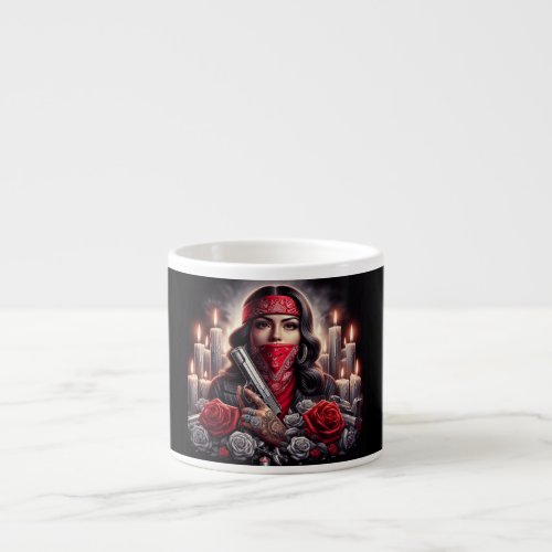 Gangster Girl Hip Hop chicano art graphic Espresso Cup